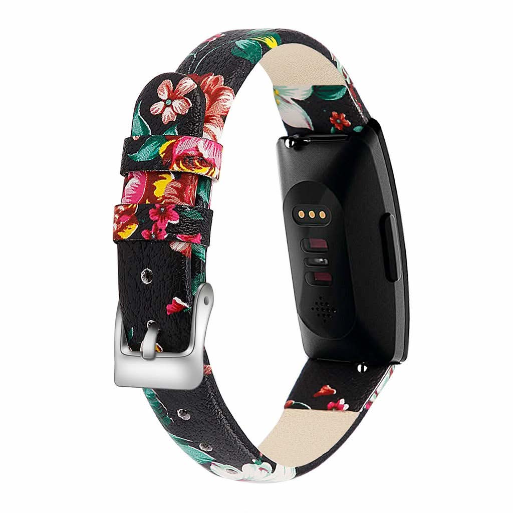 Black/Red Leather Strap for Fitbit Inspire