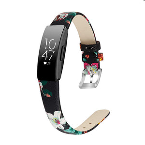 Black/Red Leather Band for Fitbit Inspire HR