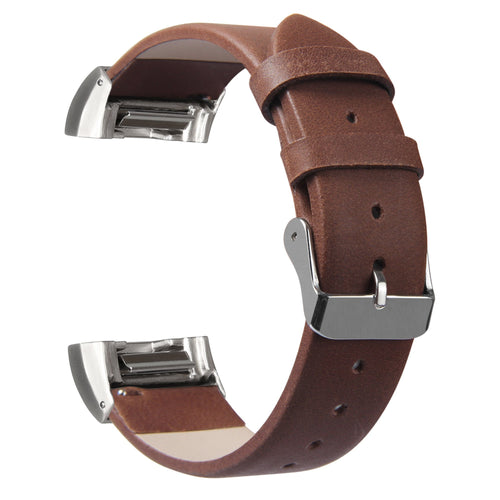 Dark Brown Leather Strap for Fitbit Charge 2