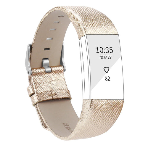 Gold Leather Strap for Fitbit Charge 2