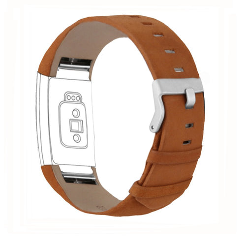 Matte Brown Leather Strap for Fitbit Charge 2   