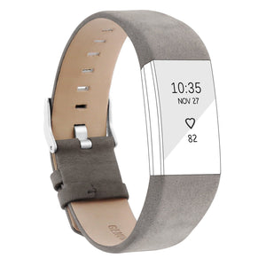 Matte Grey Leather Strap for Fitbit Charge 2