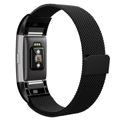 Black Metal Strap for Fitbit Charge 2