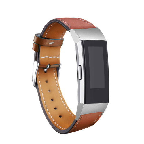 Dark Brown Leather Strap for Fitbit Charge 3