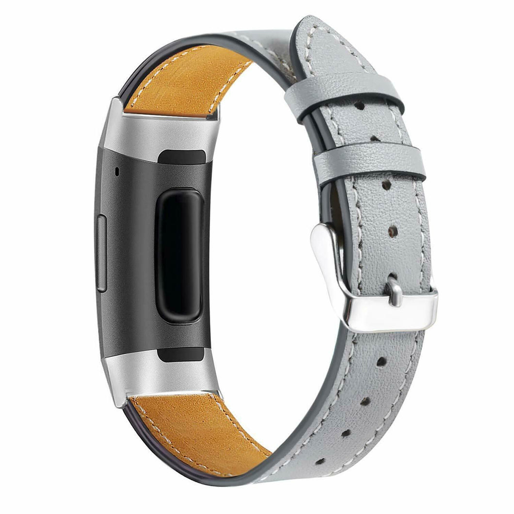 Grey Leather Strap for Fitbit Charge 3
