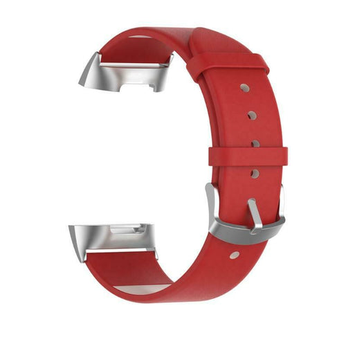 Red Leather Strap for Fitbit Charge 3