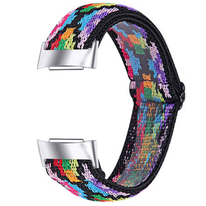 Multicoloured Zigzag Nylon Elastic Strap for Fitbit Charge 5