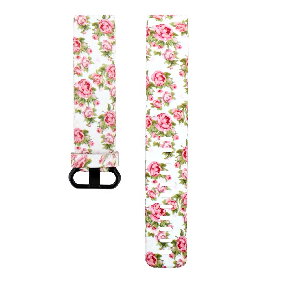 White Rose Pattern Strap for Fitbit Charge 5