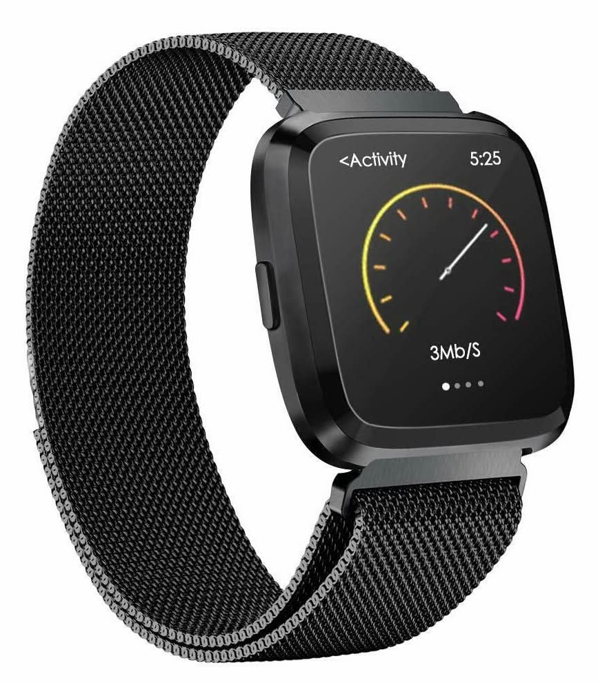 Black Metal Strap for Fitbit Sense