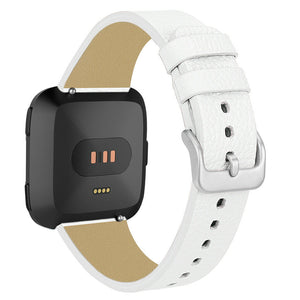 White Leather Band for Fitbit Versa