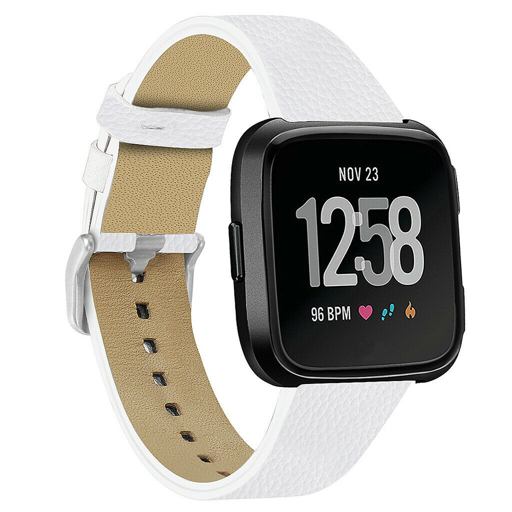 White Leather Strap for Fitbit Versa