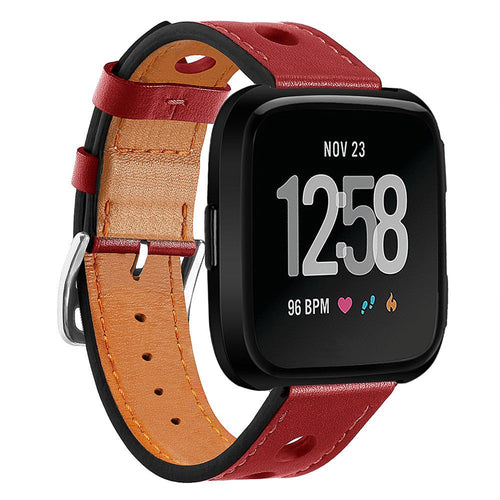 Red Leather Strap for Fitbit Versa 2