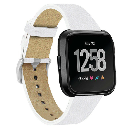 White Leather Strap for Fitbit Versa 2