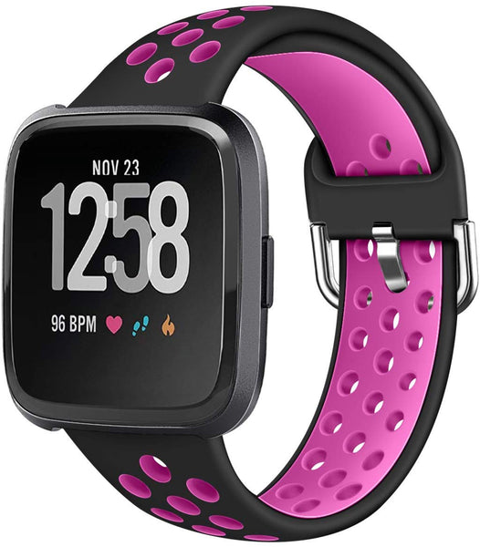 Fitbit versa black hot sale with pink band