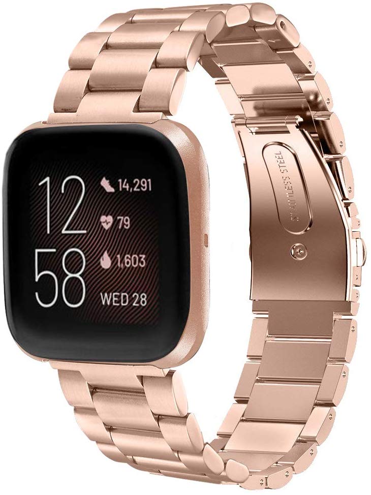 Fitbit versa rose gold with hot sale grey band