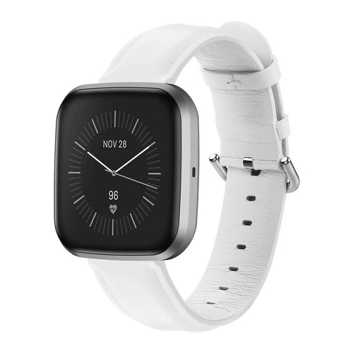 White Leather Strap for Fitbit Versa 3