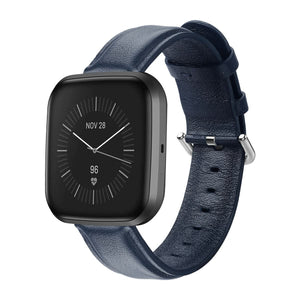 Leather Band Amazon Fitbit Bands Versa Navy Blue Leather Strap For