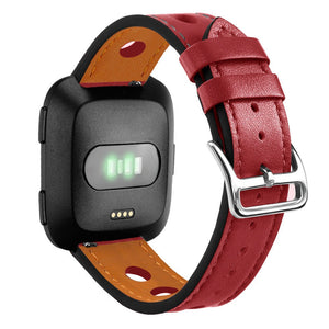Red Leather Strap for Fitbit Versa Lite
