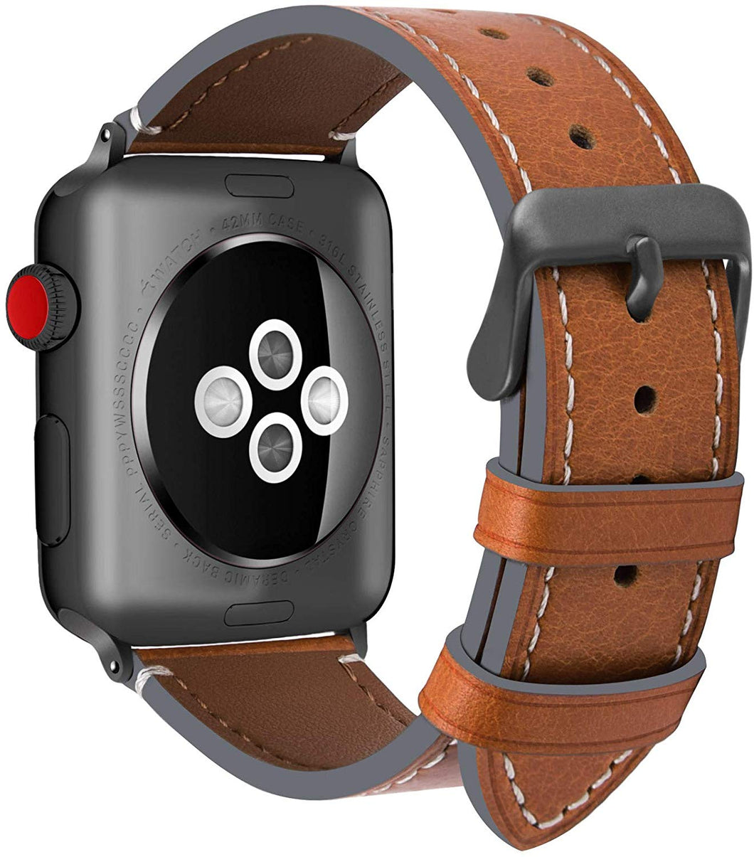 Light Brown Leather Apple Watch Strap