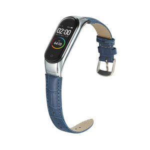 Navy Blue Leather Strap for Xiaomi Mi Band 3/4