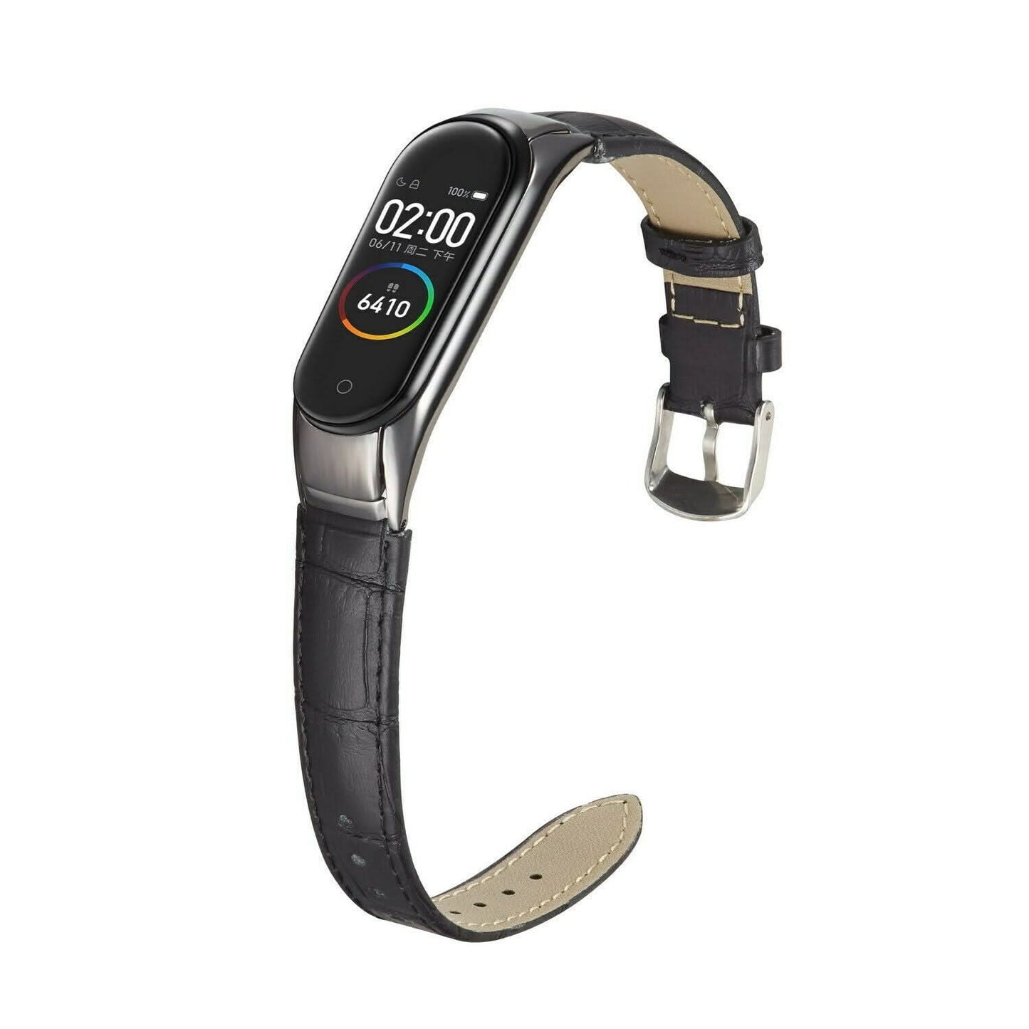 Black Leather Strap for Xiaomi Mi Band 3/4